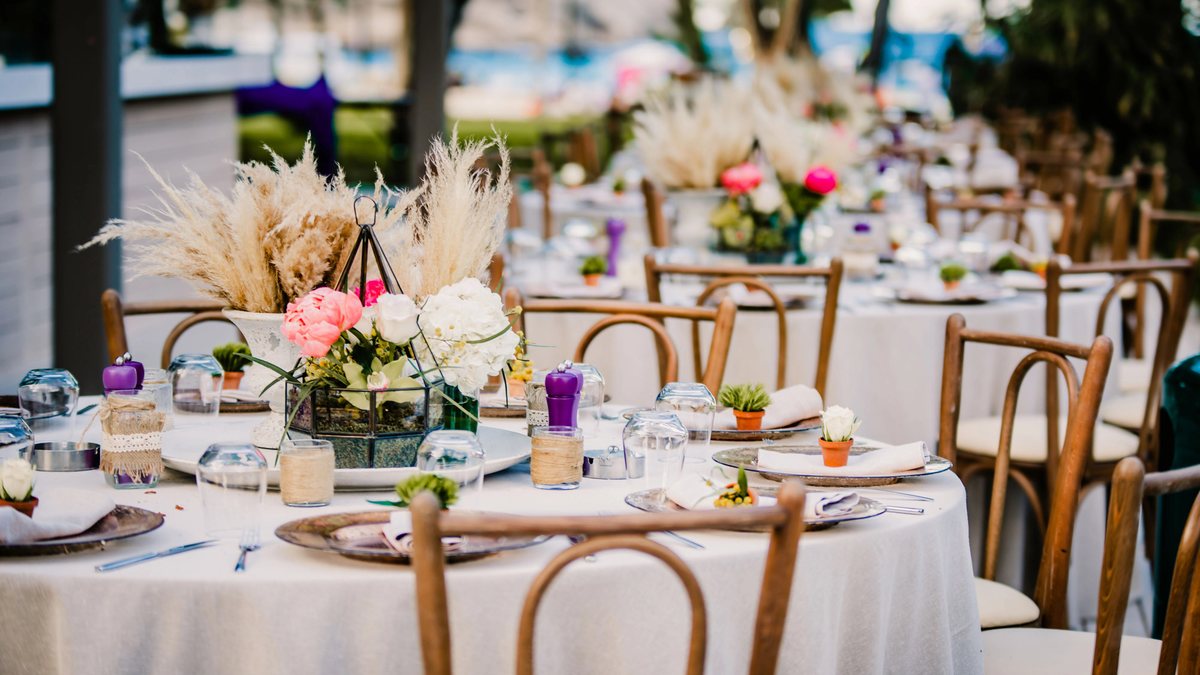 Wedding reception table setup